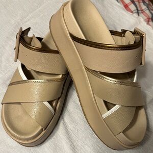 Matisse Beige and Metallic Women's Sandals